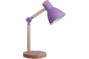 BEL AIR HOME - Lampada da scrivania TEACHER - metallo e legno - 1xE-27- design moderno ed elegante - ideale per ufficio e studio -VIOLA (Lampadina Non Inclusa)