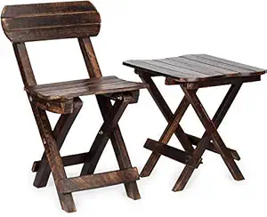 QBISTARO Handicrafts Beautiful Wooden 100% Good Antique Folding Chair & Table Set for Kids for Home Decoration Living Room Small Chair and Table Home Decor (Antique 1. Chair & 1. Table)