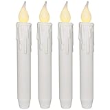 Weiße, elektrische Stabkerzen mit extra warmer LED Beleuchtung & realistischem Flackereffekt!