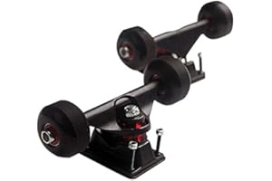 Dciustfhe 2 Sets Skate Board Wheels Aluminum Alloy Skateboard Trucks Rubber Four-Wheel Longboard Parts Cruiser,Black