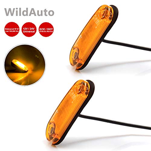 WildAuto Luci di posizione per Auto laterali Luci di Indicatore luce di sicurezza,indicare lunghezza,larghezza e altezza,Impermeabile Universale 12V/24V,per camion, rimorchio,camper ect. (Ambra, 2 Pz)