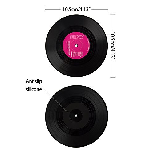 Discoball (6 PCS) Retro Vinyl Untersetzer Schallplatten Untersetzer - 4