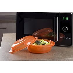 Wpro STM004 Plat Vapeur Rond Easycook 1,5 L pour Fours Micro-Onde - Orange