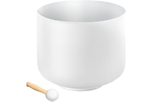 VEVOR Ciotola Tibetana di Cristallo, Campana Tibetana con Nota F da 8 pollici, Ciotola Tibetana in Quarzo Smerigliato con Martello di Gomma Anello di Tenuta, Campana Tibetana per Meditazione, Yoga