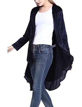 Urbancoco Damen Lange Trench Blazer Mantel Chiffon Hem Cape Cardigan Windbreaker