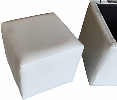 Hoga Chesterfield Sitzhocker Sitzwürfel Aufbewahrungsbox Truhe HF128 (Weiss) - 7