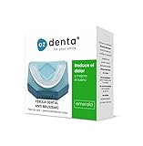 Diseño delgado patentado, fácil de usar sin sentir molestias, especialmente diseñado para el rechinar de dientes y los trastornos temporomandibulares (TMJ). Relaja los músculos de la mandíbula y reduce todos los problemas que el rechinar de dientes puede causar a los sistemas del cuerpo, tales como: dolor muscular facial, espasmos, dolor de cuello y articulaciones, insomnio, dolor de hombro y dolor de cabeza.