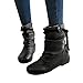 Produktbild MYMYG Frauen Runde Zehe Schuhe PU Leder Quaste Zehe runder Kopfhang weiche Oberfläche Anti-Rutsch-Flechtgürtel Stiefel Lederschuhe Stylische Schnalle Winter Herbst warme