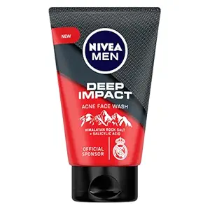 Nivea Men Facewash, Deep Impact Acne, With Himalayan Rock Salt, 100 Gm