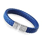 Milacolato Edelstahl Magnetverschluss geflochtenes Lederarmband für Männer Manschette Armband 7,5-8,5 Zoll