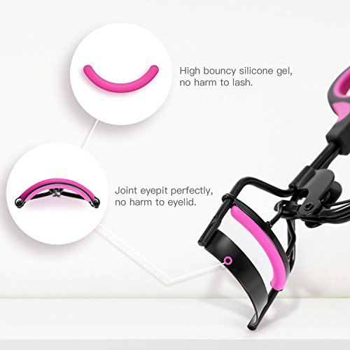 BESTOPE Schmerzfreie Wimpernzange aus Edelstahl mit 2 kostenfrei Ersatz Silikonpads Hochwertiger Wimpernformer Professionelles Make-up Tool für perfekt geschwungene Wimpern Lebenslange Nutzung - 4