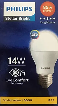 Philips 14W LED Bulb Base E27 (Golden Yellow, Pack of 1)