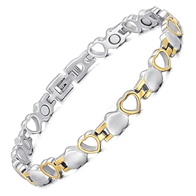 RainSo Pure Titanium Magnetic Bracelets for Women Love Heart Design with Gift Box Adjustable
