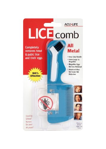 ACULIFE ALL METAL LICE COMB WITH MAGNIFIER & CLEANING BRUSH
