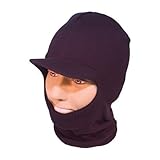 NEW MENS ADULT BLACK KNITTED OPEN FACE PEAK BALACLAVA - ONE SIZE