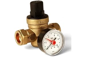 ALTECNIC Pressure REDUCING Valve DZR Brass C/W Rear Entry Gauge 15MM 1-6 BAR PRV