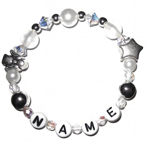 Kinderarmband - Namensarmband - Armband mit Namen - Engel - silber