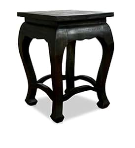 livasia Hoher schwarzer Opiumtisch, Beistelltisch, Nachttisch, Podest