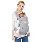 Porte Bébé Ergonomique Premium Hipseat Baby Carrier Respirant en Maille Multi-positions Ajustable pour Bébé Nouvelles Nés Petits Enfants (Coton)