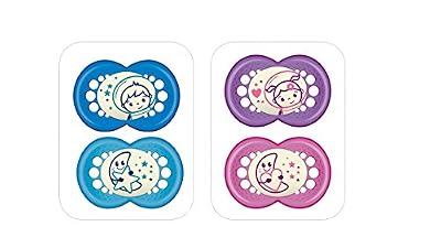 MAM Sucette Nuit - à partir de 18 mois - Silicone - Lot de 2 sucettes en boîte de stérilisation - coloris aléatoire