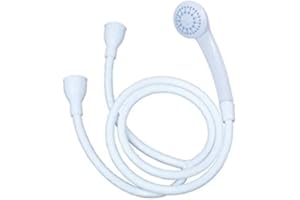 Blue Canyon Shower Attachment for Bath Taps, Double Tap Shower Hose with Head, Push-On Fitting for Round & Oval Taps Up to 2cm, 1.2M Hose for Hair Washing & Pet Bathing, White