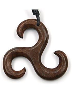 Triskelion Schmuck aus Holz, Kettenanhänger zeitlos natürlich Durchmesser 4cm, inkl Textilband Holzschmuck