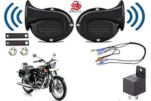 SHOP4U Snail Shape windtone Horn with Relay and Wire for Royal Enfield Bullet 500 (Trumpet Sound, 12V)