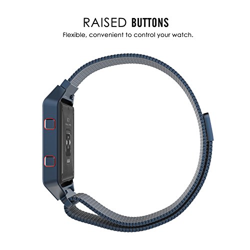 MoKo Fitbit Blaze Rahme – Metall Edelstahl Frame Uhrrahmen Lünette Gehäuse Bügeluhrenarmband für Fitbit Blaze Smart Fitness Watch, Blau - 3