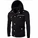 Produktbild FORH Herren Langarm Hoodie Kapuzenpullover Sweatshirt klassisch Vintage Einfarbig Pocket Mantel mit Kapuze Winter Hoody Pullover Jacke Mode Druckknopf Cardigan Oberbekleidung (XXL, Schwarz)