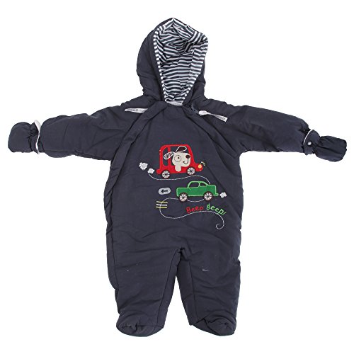 Baby Boys Beep Beep Dog All In One Hooded Winter Snowsuit (3-6 Months) (Navy)
