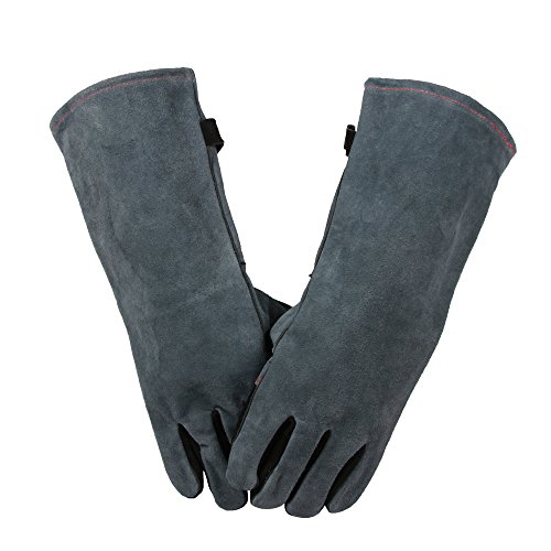 OZERO 932° Ultra Extreme Hitze Grill Handschuhe für Raucher, Backofen & Outdoor Grill Schweißhandschuhe Leder BBQ Grillgloves - 9