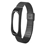 Lomire Xiaomi Mi Band 3 Milanese Magnetic Edelstahl Armband, Edelstahl Mesh Milanese Magnet Uhrenarmband Replacement Armband für Damen Herren 170-180mm (schwarz)