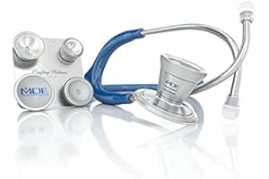 MDF INSTRUMENTS MDF ProCardial Stéthoscope de cardiologie - Titane - Pavillon Double et Interchangeable, Pour les patients adultes, pédiatriques et nourrissons - Bleu Royal (MDF797CC10T)