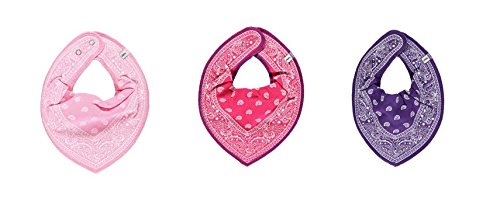 Pippi Set of 3 Triangular Neckerchiefs for Babies - Paisley Pink, Pink and Purple