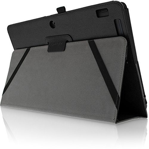 igadgitz Schwarz PU Ledertasche Hülle Folie für Asus Transformer Book T200TA 11.6 Zoll mit Multi-Winkel Betrachtungs + Auto Sleep/Wake + Stylus-Stift Elastischen Halter + Displayschutzfolie - 5