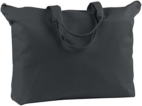 BX 12 OZ. CANVAS BOOK TOTE W/ZIP (BLACK) (OS) (US)