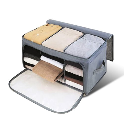 WEKSI INC® 62L Aufbewahrungsbox Kohle faltbare Regalfach Regaleinsatz Aufbewahrungskorb kisten mit Deckel