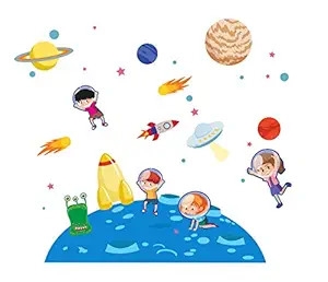 Saiii Designs Kids in Solar System Wall Sticker 49cm X 60cm