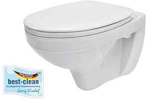 WANNENFABRIK Wand WC mit BEST CLEAN Beschichtung/Hänge WC Wandmontage weiß + soft close Sitz