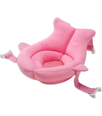 BABYBEBLOO Cuscino Per Vasca Da Bagno Neonato Con Brocca – Riduttore Vaschetta Bagnetto – Supporto Morbido Universale – Materassino Antiscivolo Per Neonati – Bianco Blu (Orsacchiotto