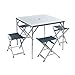 Produktbild Aluminium Campingtisch mit 4 Stühlen für Familie. Ein Mehrzwecktisch für Indoor und Outdoor, Hitzebeständig und Wasserfest. Klapptisch faltbar mit Griff. Tischset mit Sitzbänken und Campingstuhl