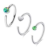 Tamaño de anillos de nariz: 20 Gauge = 0.8mm diámetro, 8mm diámetro interno, tamaño adecuado para usar como anillo nasal, anillo de labios, pendientes de hélice, pendientes de cartílago, perforación de oreja de tragus, pendientes y anillo de septo
