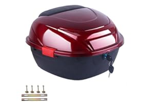 AffinityFurn Universal Motorcycle Top Box 32L Capacity Motorcycle Tour Tail Box Helmet Top Case Luggage Case for Motorbike Moped Back Rear Case Burgundy