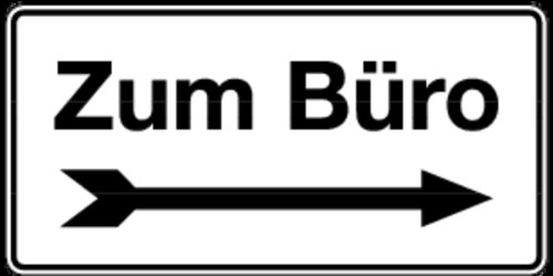 Schild Aluminium ---> Zum Büro 150x300mm (Verwaltung, Hinweisschild) praxisbewährt, wetterfest