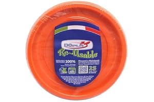 TEKHOME Piatti Plastica piani,25/50/75/100/125/150 Pezzi piatti plastica colorati lavabili e riutilizzabili Rotondi per Compleanno,Festa, Matrimonio,Fai da Te Fatti a Mano (ARANCIONE, 50)