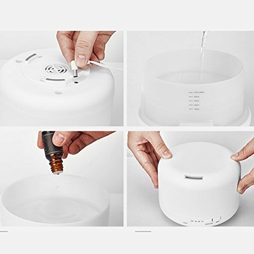 iProtect Luftbefeuchter Ultraschall Aroma Diffuser XL mit 500ml Wasserspeicher und Farbspiel in Weiß - 4