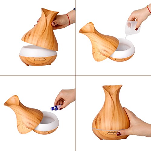 Yoleo 400ml Aroma Diffuser Ätherisches Öl Diffusor Ultraschall Aromatherapie Luftreiniger Humidifier mit 7 Farben LED Licht Duftlampe für Yoga Salon Spa Büro Wohn-, Schlaf-, Bade- oder Kinderzimmer Hotel,90-Tagen-Rückerstattung-Garantie - 7