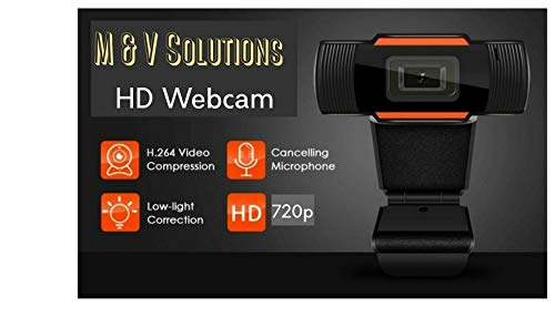 M & V Solutions USB Full HD 720P Microphone Auto Focus Streaming Computer Web Camera