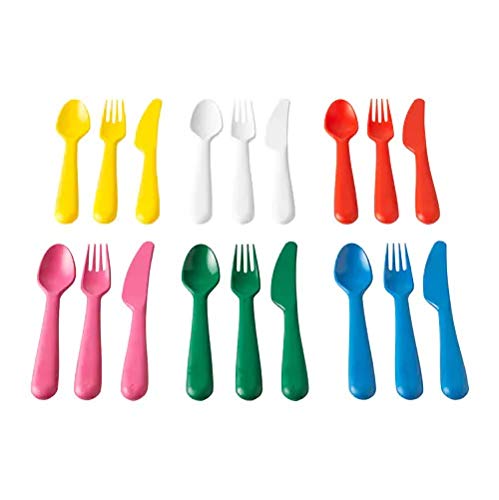 IKEA Kalas Juego de cubiertos (cuchara/tenedor/cuchillo), varios colores, juego de 18 piezas