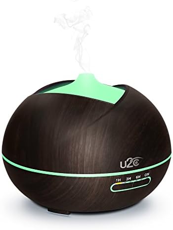 U2C Aromatherapy Diffusers 450ml Wood Grain Cool Mist Humidifiers,4 Timer Setting,Auto Timer, Sleep Mode, Waterless Auto Shut-off Electric Aromatherapy oils diffuser humidifier for Home Bedroom Baby Room Study Yoga(3 Pin UK Plug)